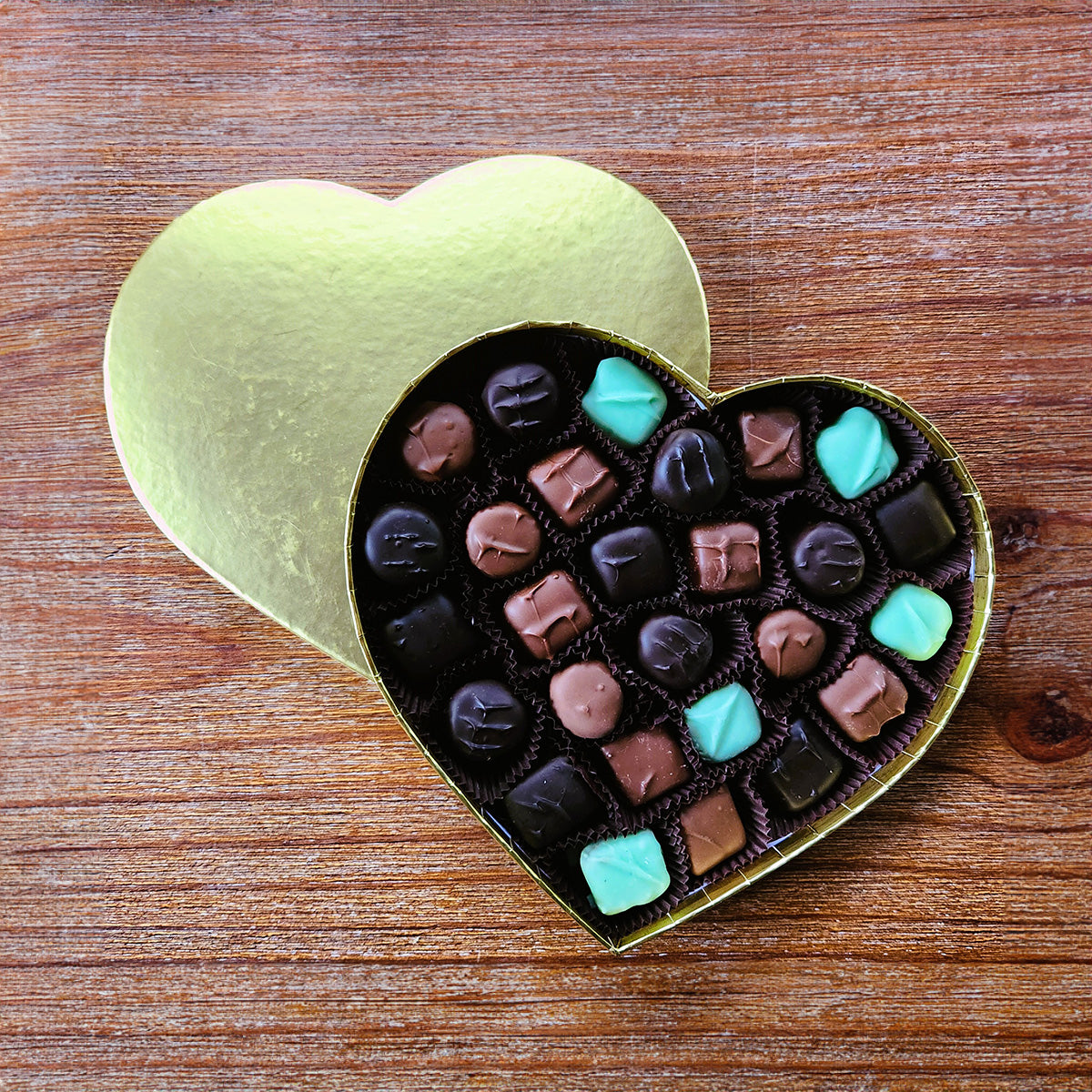 Gold Chocolate Heart Box - 20 oz