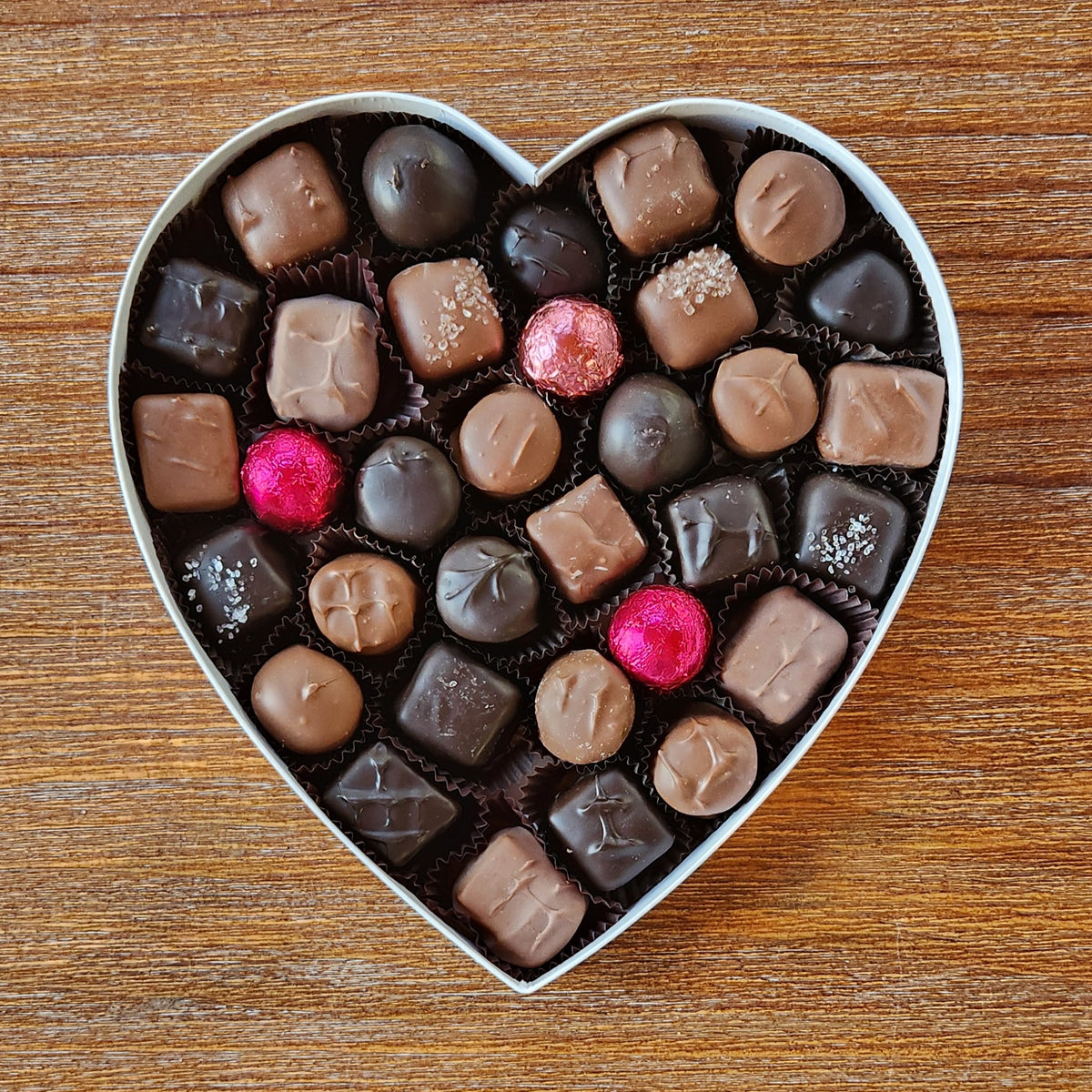 Pink and White Paisley Heart - Assorted Chocolates