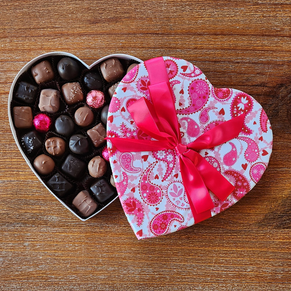 Pink and White Paisley Heart - Assorted Chocolates